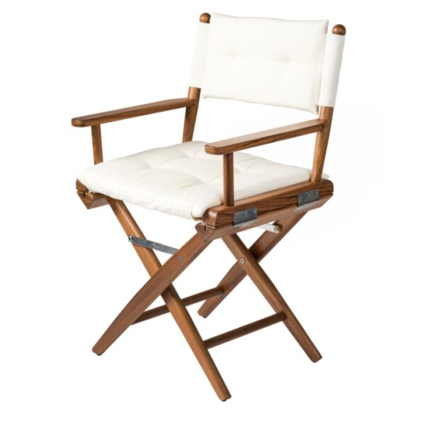 Teak Directors Chair with White Cushion