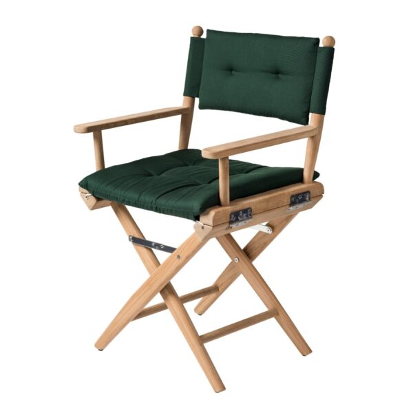 Solid Teak Directors Chair Un Oiled Green Cushion