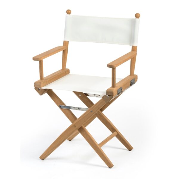 Solid Teak Directors Chair Un Oiled White Canvas