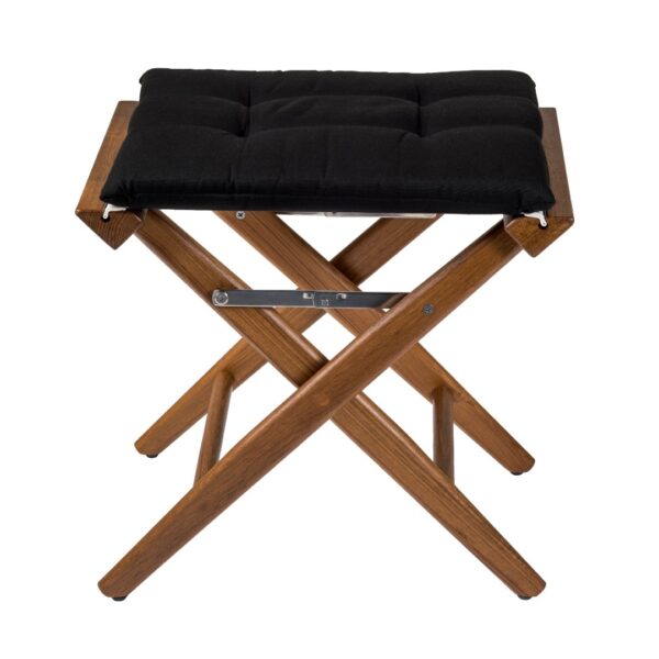 Teak Directors Stool with Black Cushion