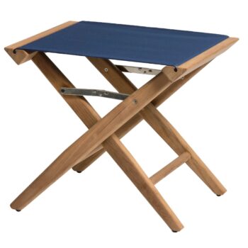 Teak Directors Stool with Navy Canvas