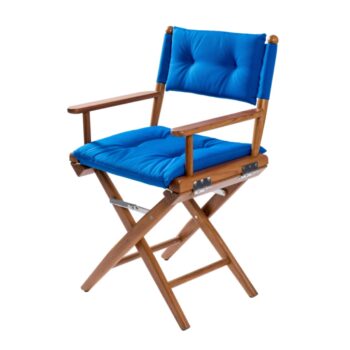 Teak Directors Chair with Cobalt Cushion