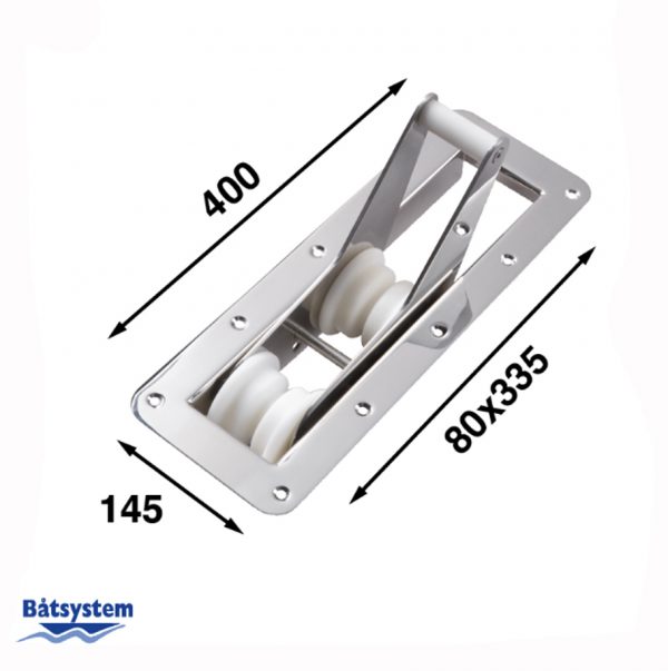 A folding anchor holder with measurements shown for each side.