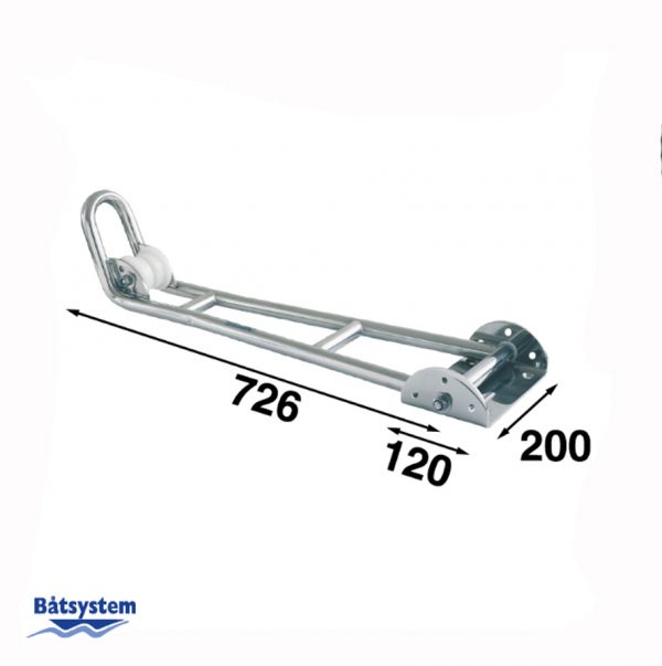 An anchor stern davit with measurements.