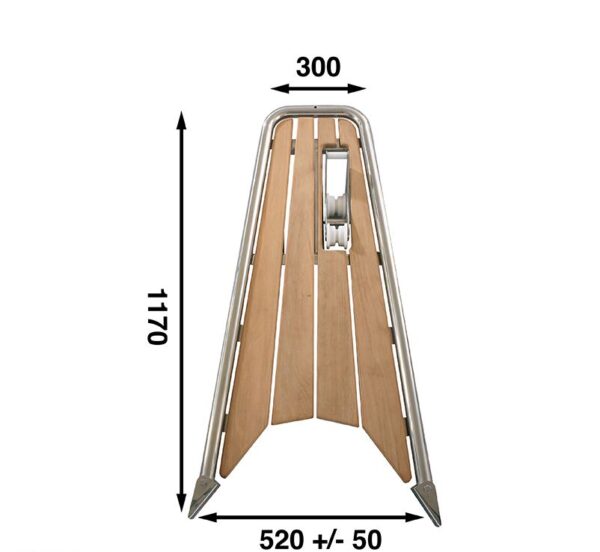 Solid Teak Bowsprit with Anchor Holder for Sailing Yachts 32-42ft - Measurement