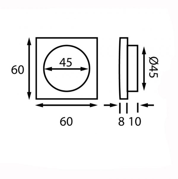 A diagram drawing of a single light switch.