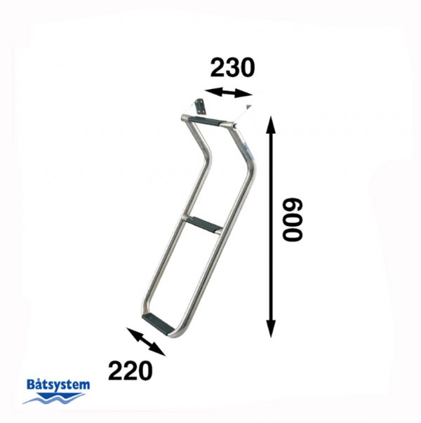 A safety ladder for a boat with measurements.