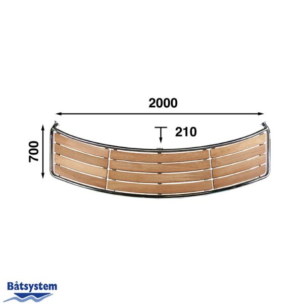 curved 2 metre teak stern platform