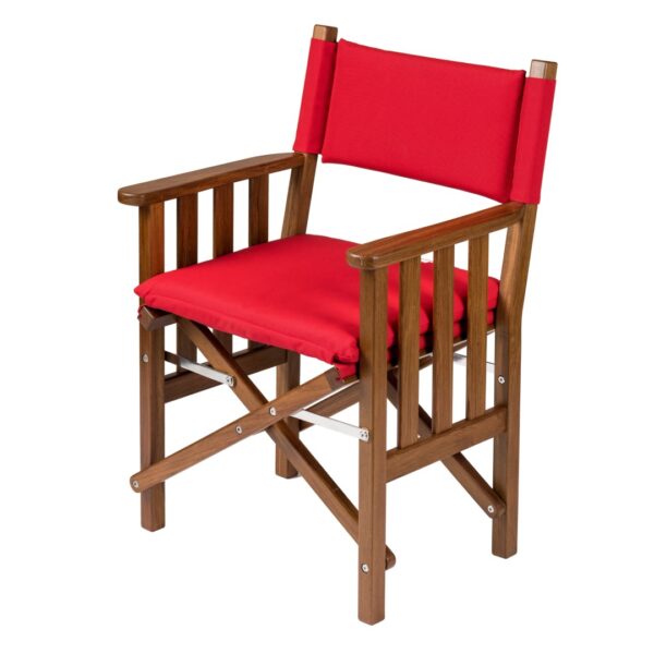 Teak Directors Chair II with Forza Red Cushion