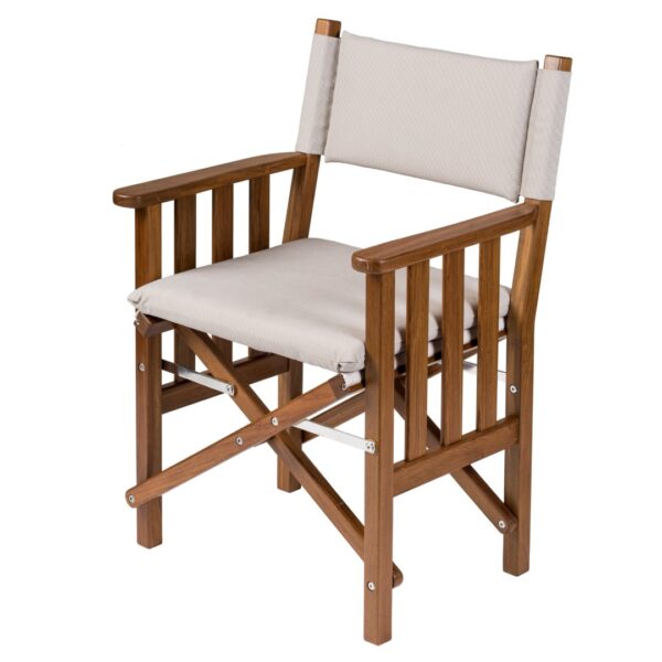 Teak Directors Chair II with Forza Sand Cushion