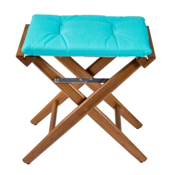 Teak Directors Stool with Aqua Cushion