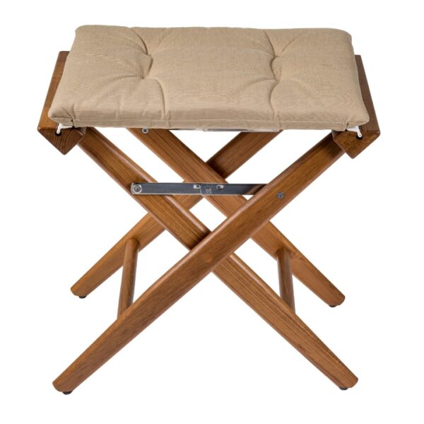 Teak Directors Stool with Forza Beige Cushion