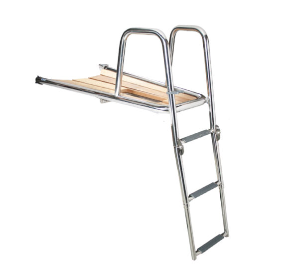 Solid Teak Bowsprit with Stainless Steel Ladder for Boats 32-42ft