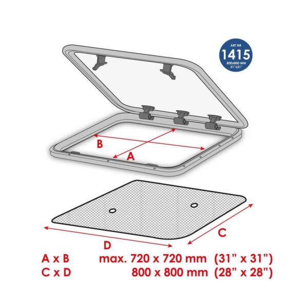 dimension measurements for the large mosquito net for hatches