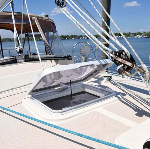 large mosquito net installed in a hatch